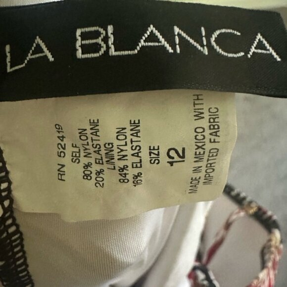 La Blanca Red and Brown One Piece Swimsuit with Zigzag Pattern - Picture 3 of 3